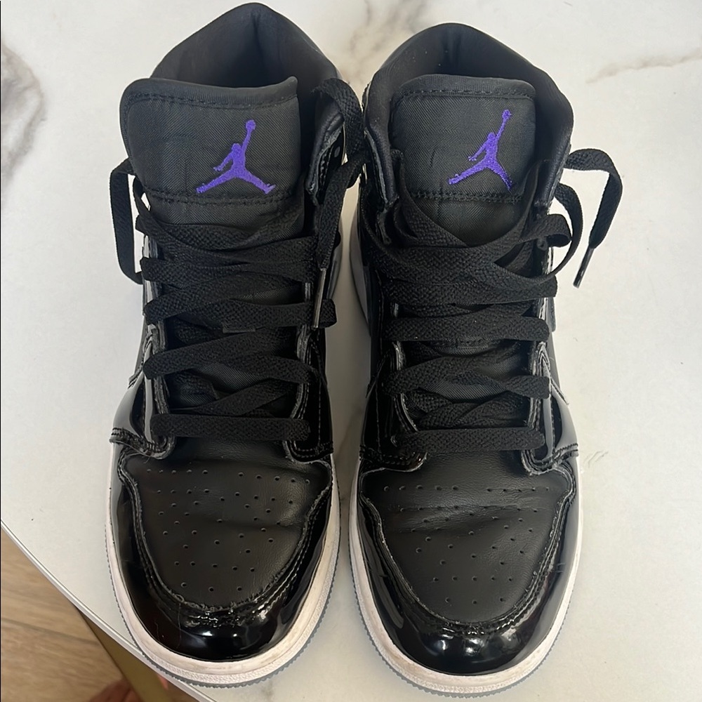 Jordan Black and Purple Athletic Shoes